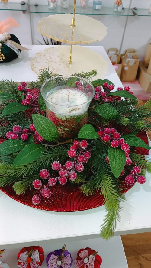 Πιατέλα με κερί Festive glitter