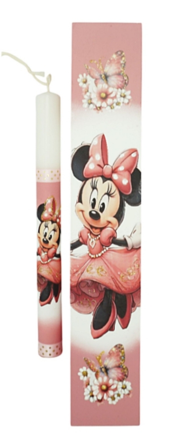 Σετ ξύλινο κουτί με λαμπάδα Minnie